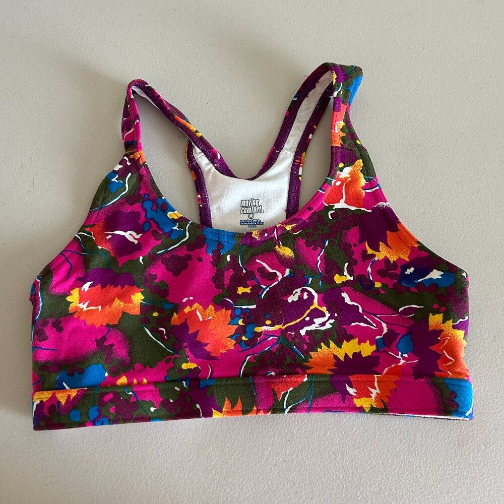 Moving Comfort Womens Sports Bra Size M Multicolor Lined Wireless Retro Made USA